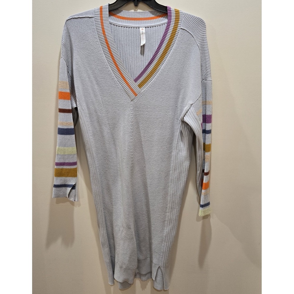 Anthropologie Daily Practice Women's XL Gray Ribbed Knit Stretch Sweater Dress